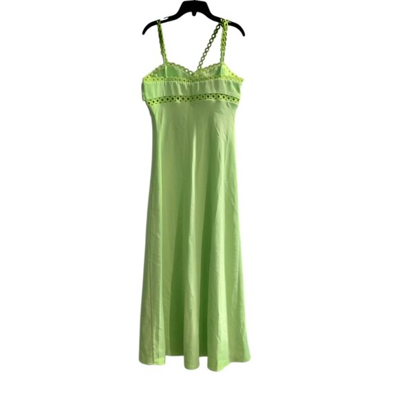 Johnathan Simkhai Sevilla Lime Green Crochet-Trim Midi Dress NWT SZ 6 - Picture 6 of 12
